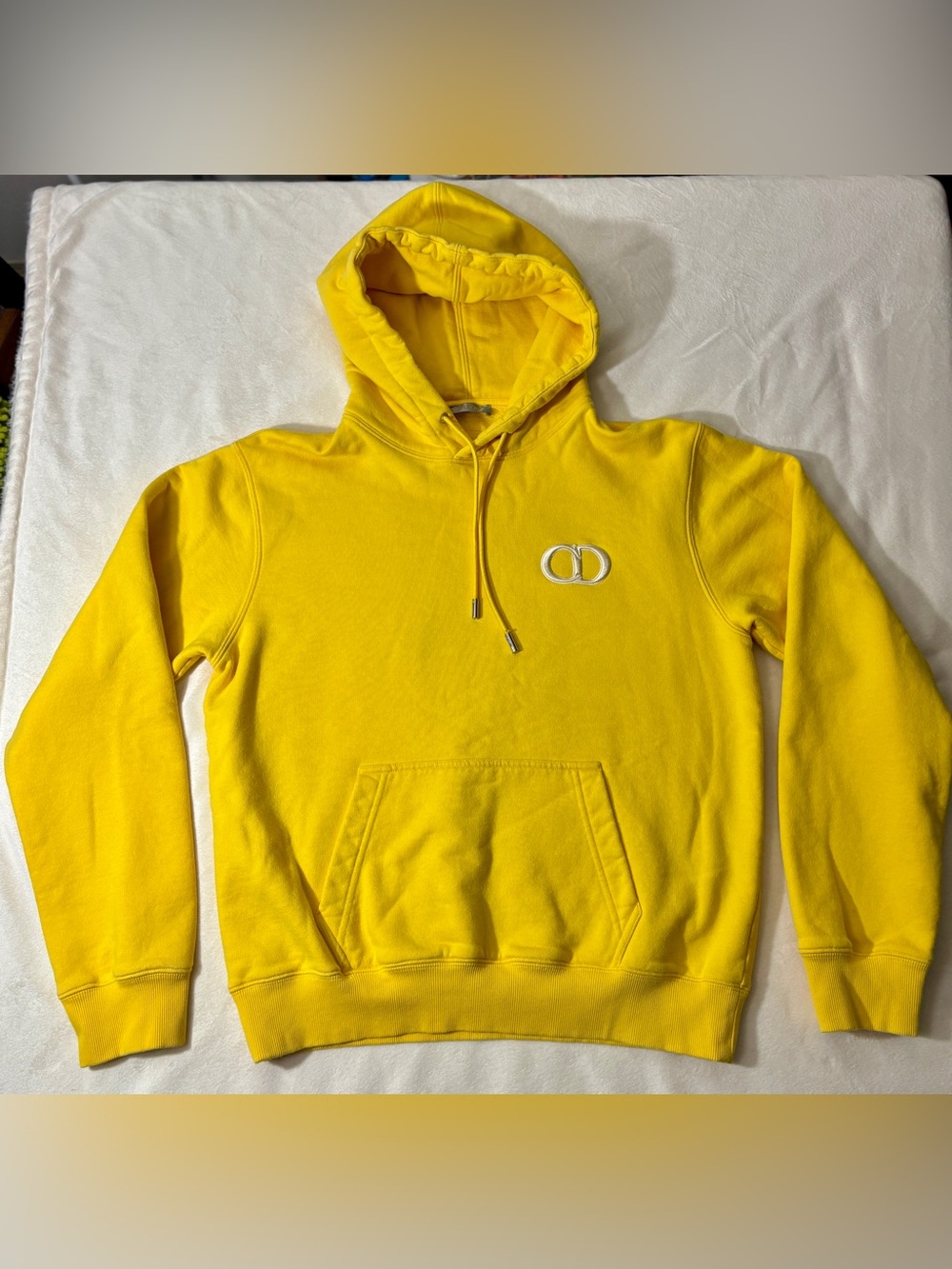 Dior Yellow Hoodie Medium CD Logo Made in Italy Designer Pullover Sweatshirt
